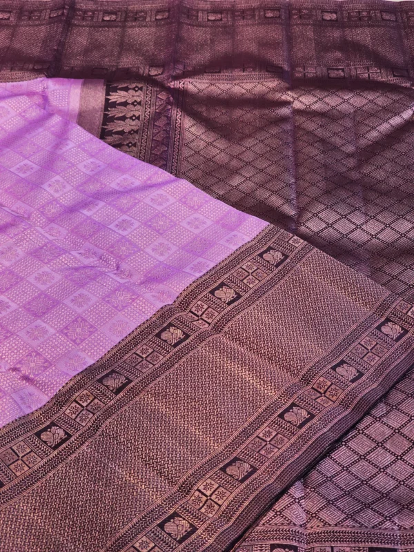 Kanchipuram silks - Lavender Purple with Deep Wine & Silver Zari