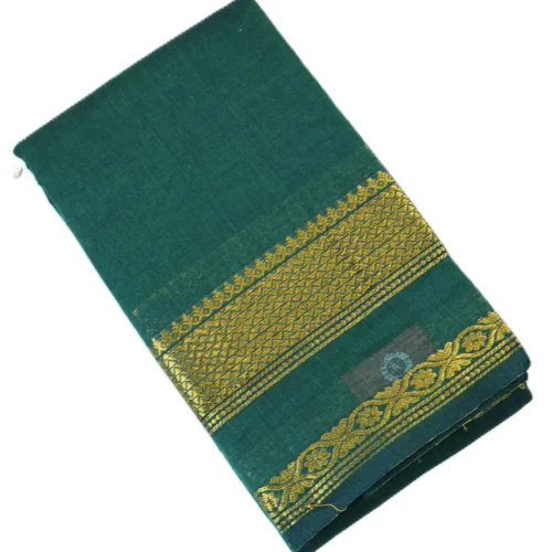 CHETTINAD COTTON - Deep Teal Green with Antique Gold