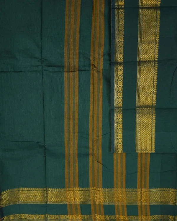 CHETTINAD COTTON - Deep Teal Green with Antique Gold