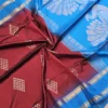 SOFT SILK SAREES - Royal Blue with Wine Maroon & Antique Gold