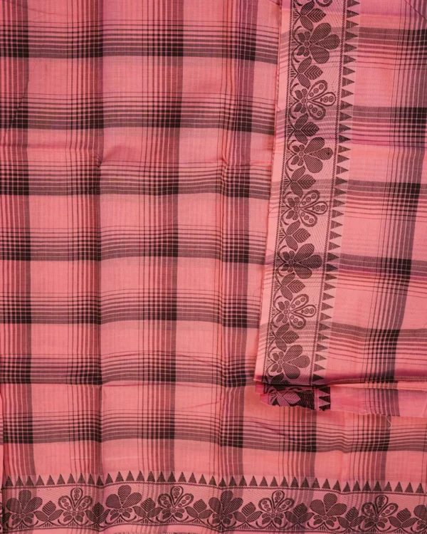 CHETTINAD COTTON SAREES - Dusty Rose Pink with Deep Maroon