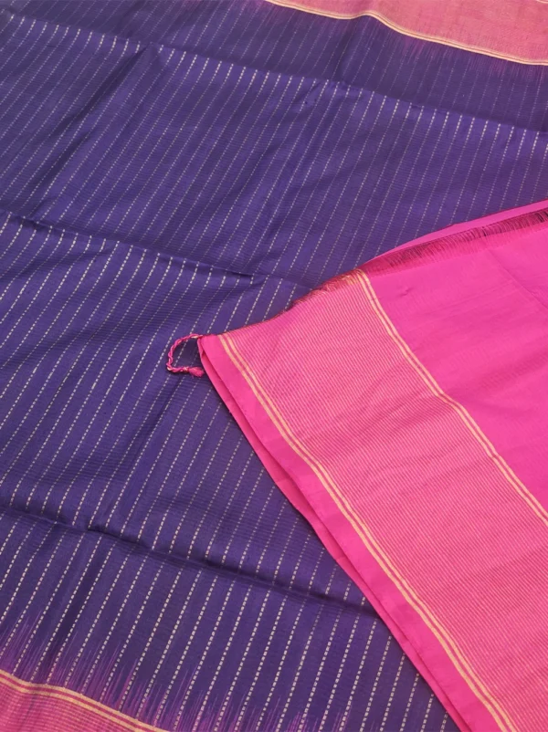 SOFT SILK SAREE - Magenta Pink with Navy Blue & Antique Gold