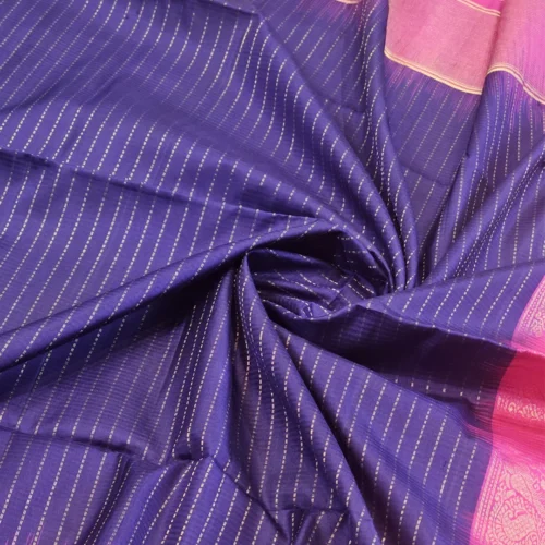 SOFT SILK SAREE - Magenta Pink with Navy Blue & Antique Gold