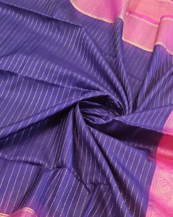 SOFT SILK SAREE - Magenta Pink with Navy Blue & Antique Gold