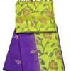 SOFT SILK SAREE - Parrot Green with Royal Purple & Antique Gold