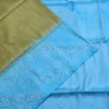 SOFT SILK SAREES - Sky Blue with Antique Gold / Olive Gold