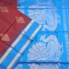 SOFT SILK SAREES - Royal Blue with Wine Maroon & Antique Gold