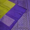 SOFT SILK SAREE - Olive Green with Royal Blue Contrast & Silver Zari