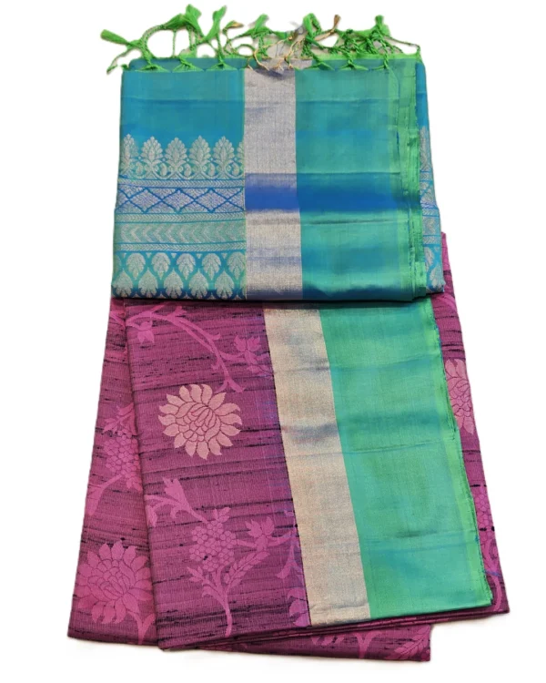 41 (1) SOFT SILK SAREE - Dusty Rose Pink with Sea Green & Silver Zari