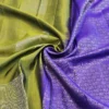SOFT SILK SAREE - Olive Green with Royal Blue Contrast & Silver Zari