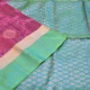 44 SOFT SILK SAREE - Dusty Rose Pink with Sea Green & Silver Zari
