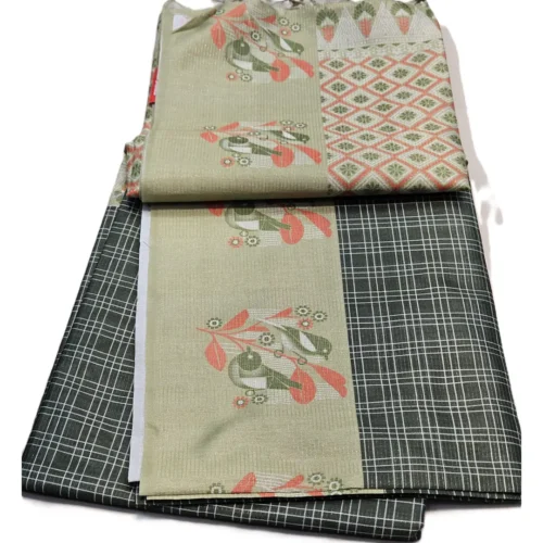 5 FANCY SAREES - Light Sage Beige / Greyish Olive